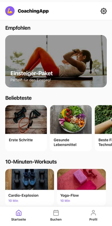CoachingApp Home Screen